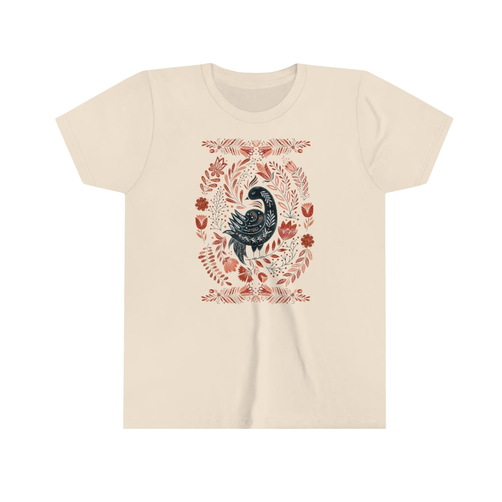 Folk Art Bird Youth Short Sleeve Tee - Esdee