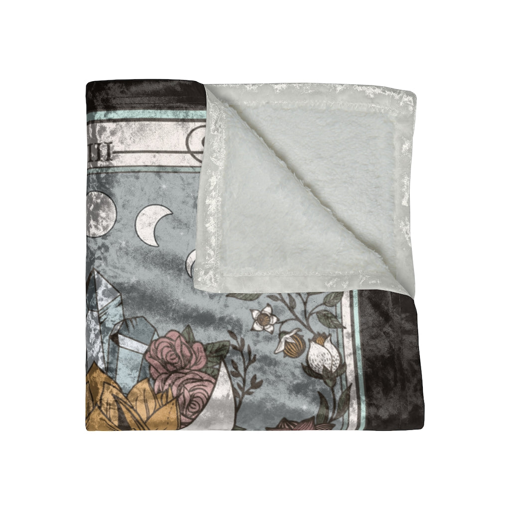 The Moon Tarot Card Crushed Velvet Blanket