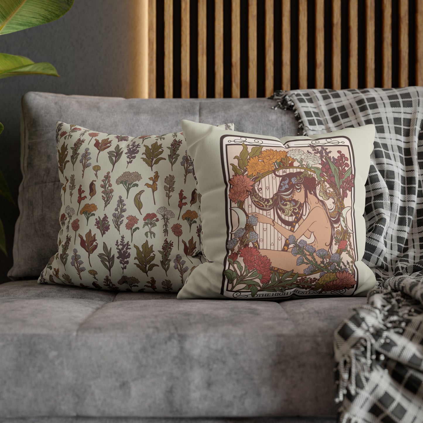 High Priestess Tarot Card Faux Suede Square Pillow Case - Esdee