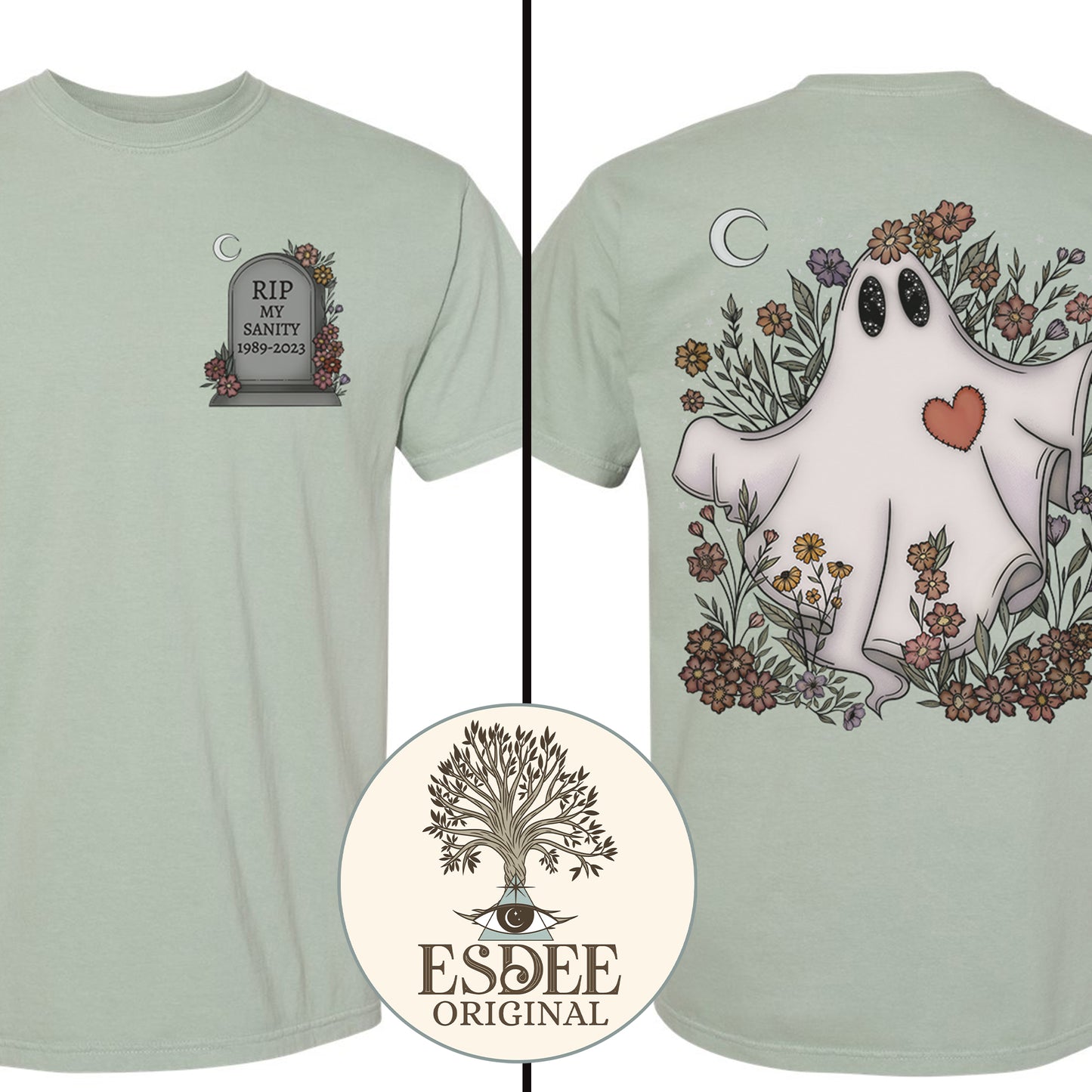 Custom Ghost Tombstone Unisex Comfort Colors TShirt - Esdee