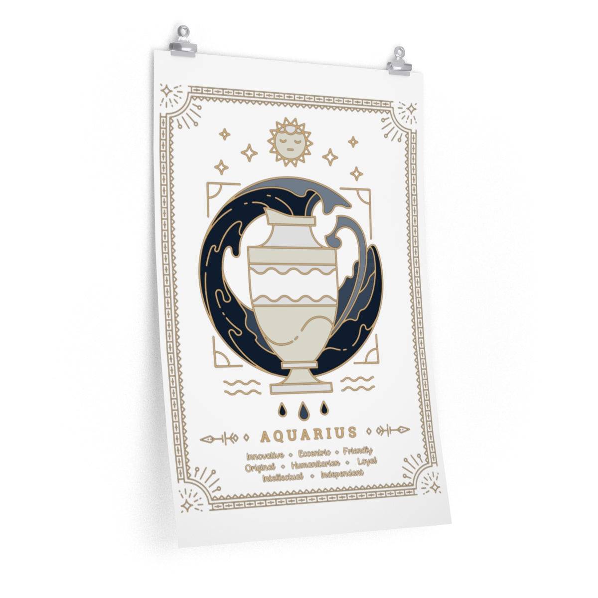 Aquarius Vintage Zodiac Sign Poster Art Print Esdee