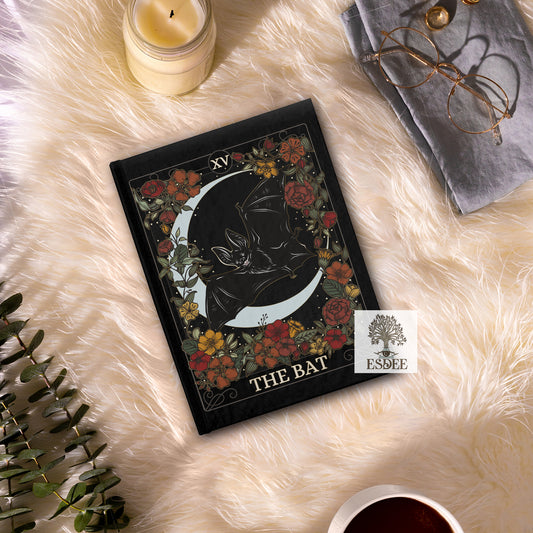 The Bat Custom Tarot Card Hardcover Notebook. Bat Familiar Grimoire - Esdee