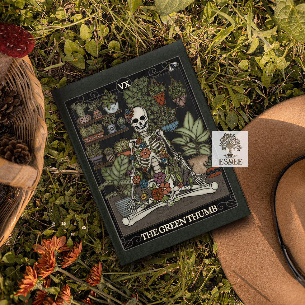 The Green Thumb Custom Tarot Card Hardcover Notebook. Plant Lover Grimoire - Esdee