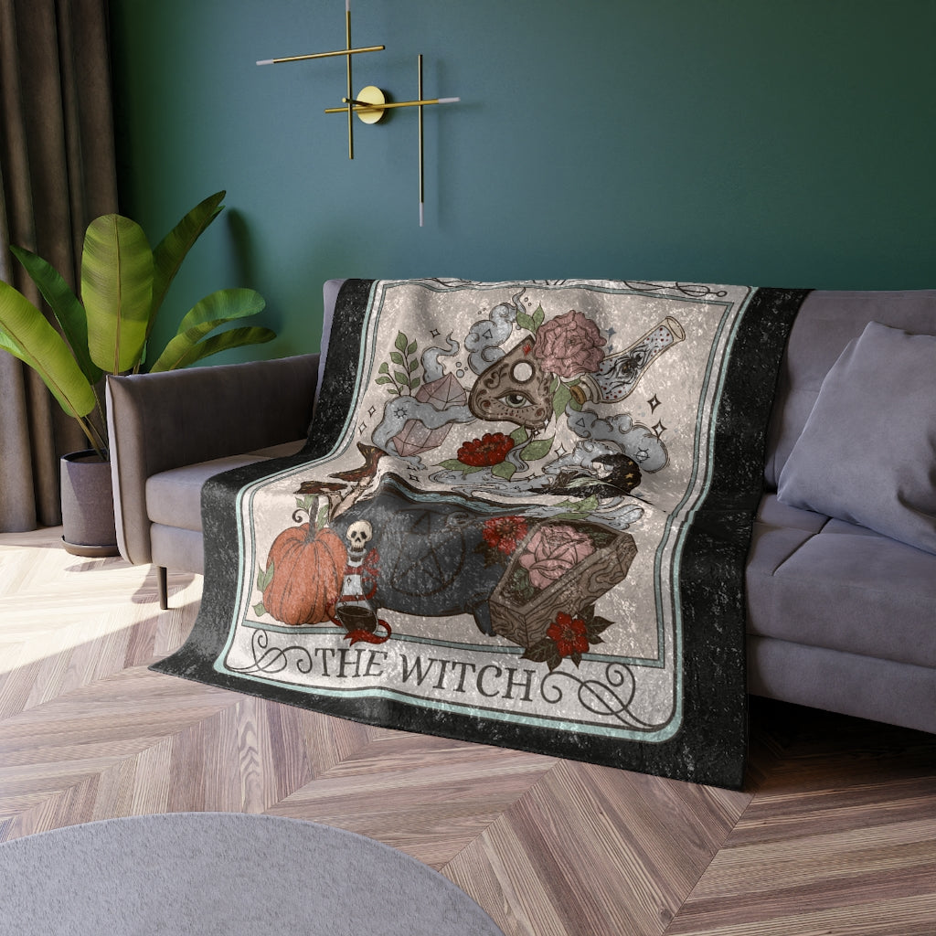 The Witch Tarot Card Crushed Velvet Blanket