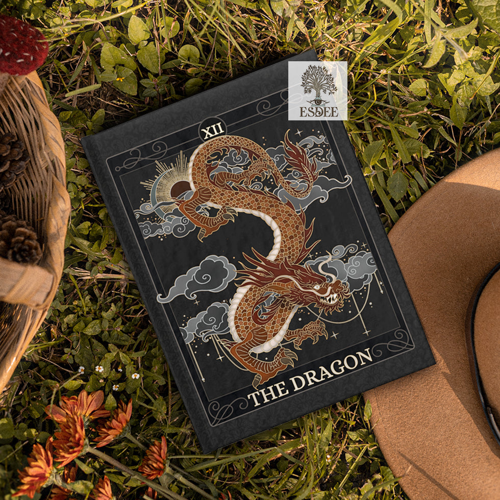 The Dragon Custom Tarot Card Hardcover Notebook. Mystical Grimoire - Esdee