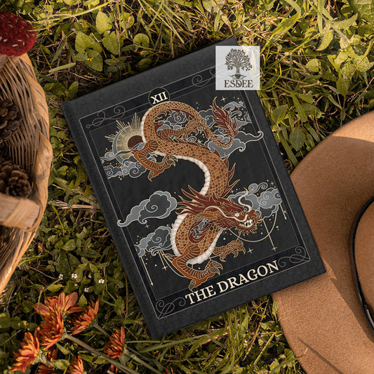 The Dragon Custom Tarot Card Hardcover Notebook. Mystical Grimoire - Esdee