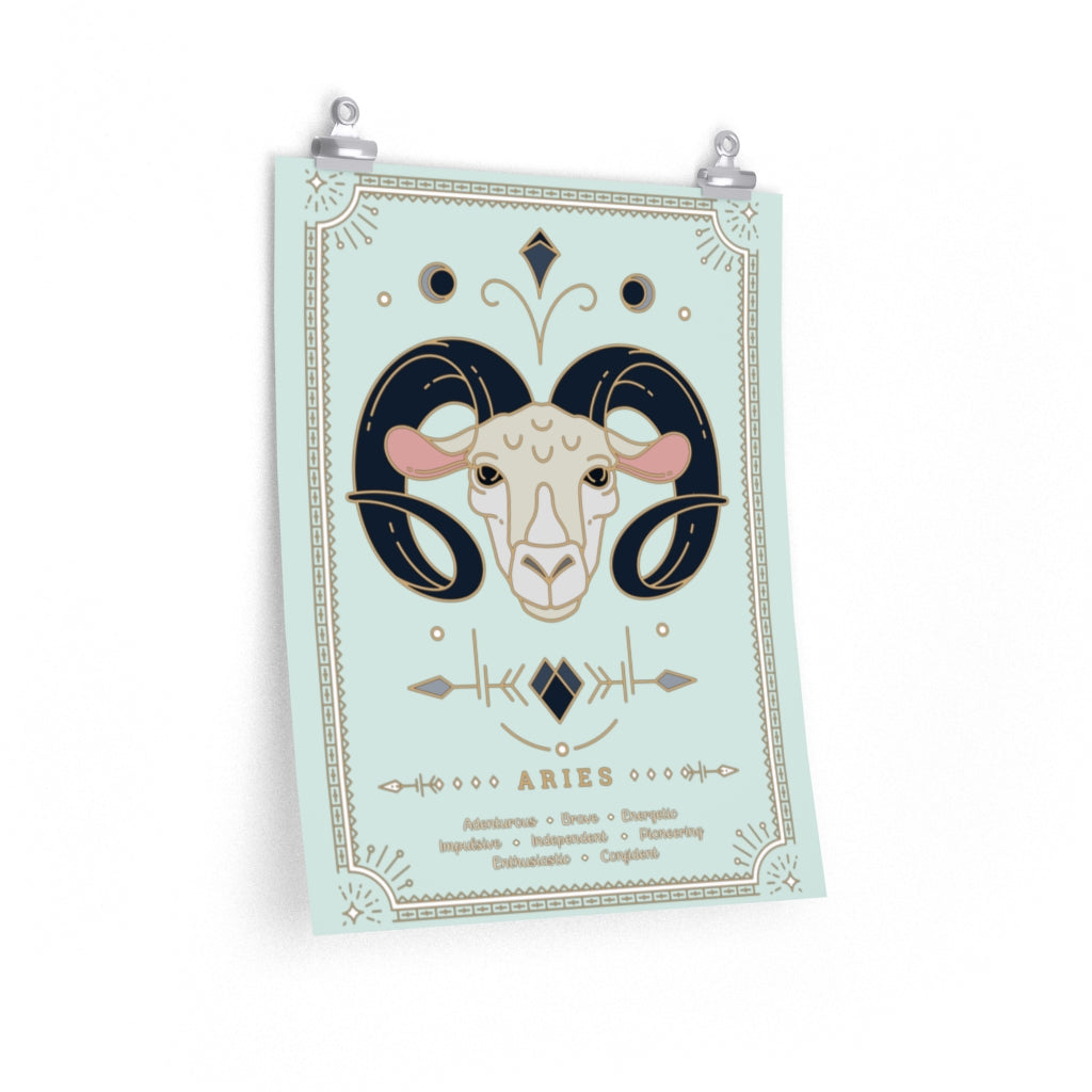 Aries Vintage Zodiac Sign Poster Art Print Esdee