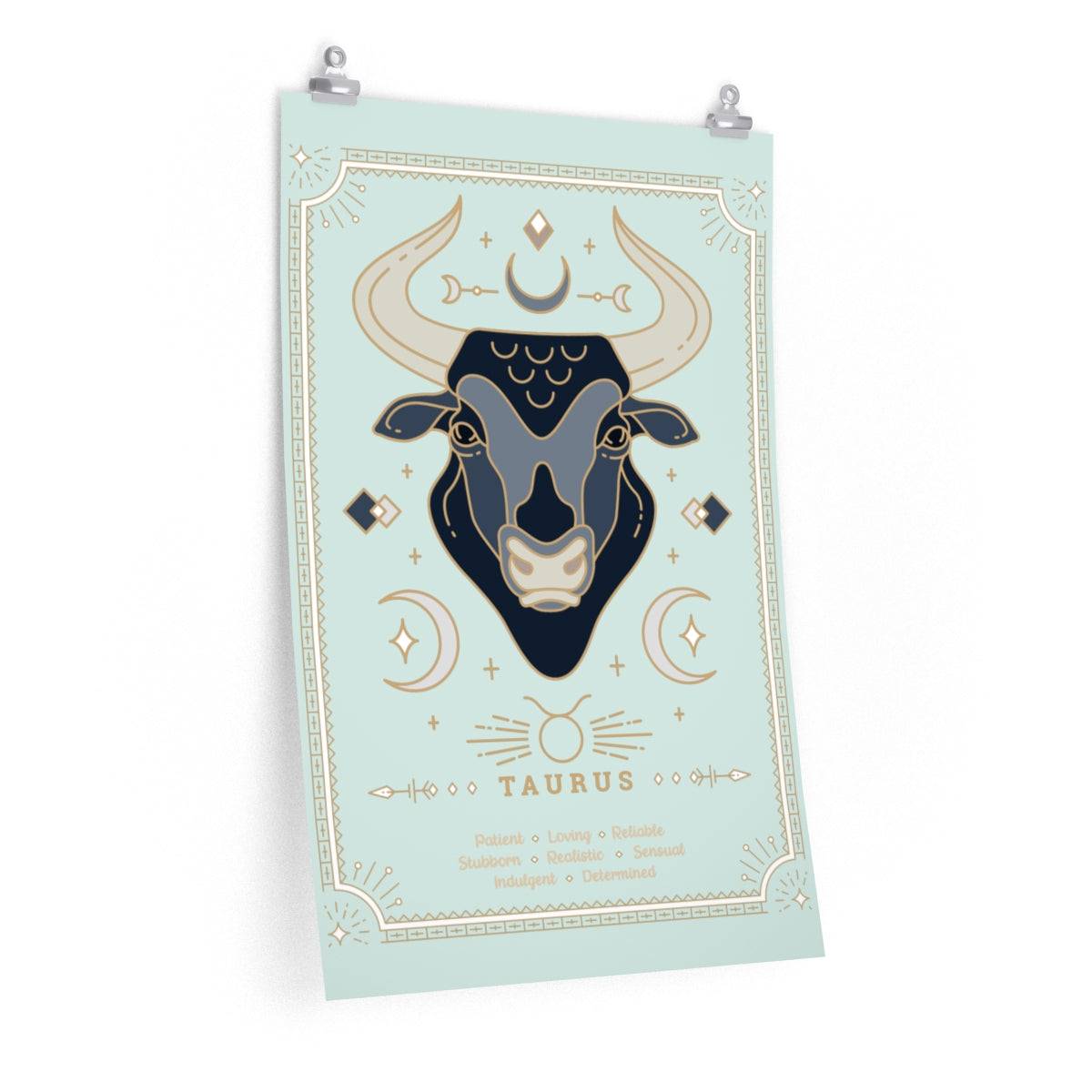 Taurus Vintage Zodiac Sign Poster Art Print Esdee