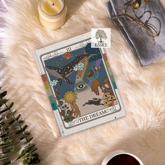 The Dream Tarot Card Custom Hardcover Notebook. Trippy Retro Journal