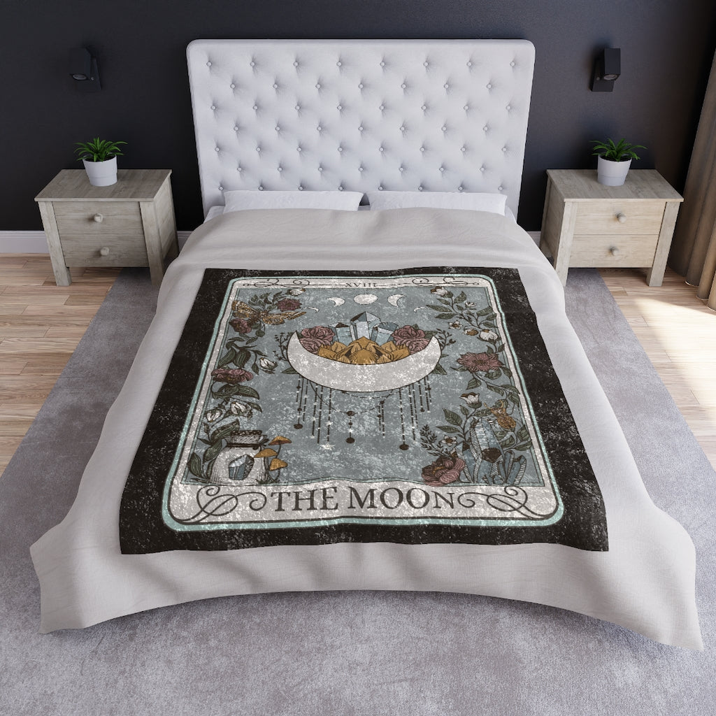 The Moon Tarot Card Crushed Velvet Blanket