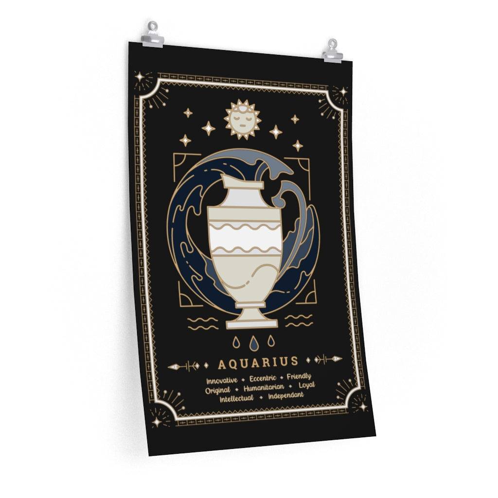 Aquarius Vintage Zodiac Sign Poster Art Print Esdee