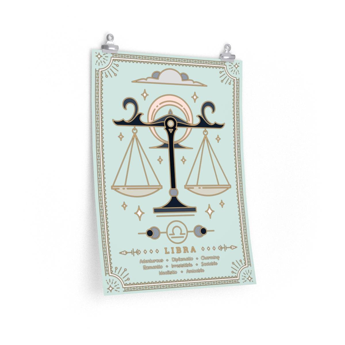 Libra Vintage Zodiac Sign Poster Art Print Esdee
