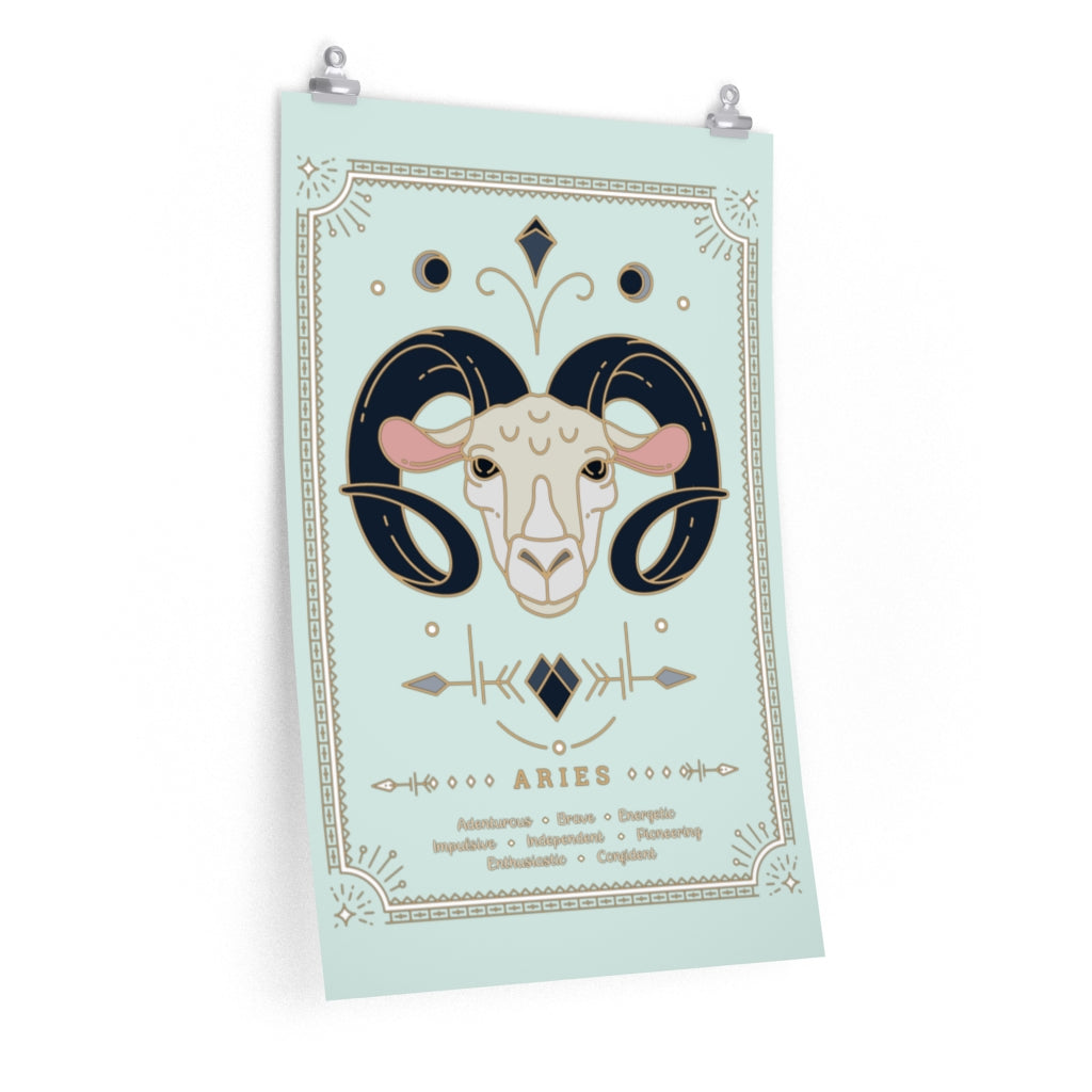 Aries Vintage Zodiac Sign Poster Art Print Esdee