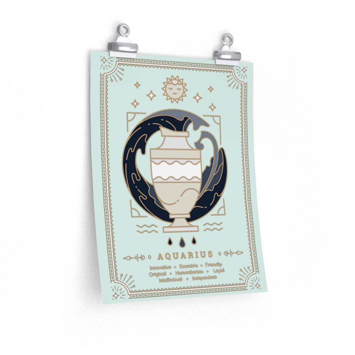 Aquarius Vintage Zodiac Sign Poster Art Print Esdee