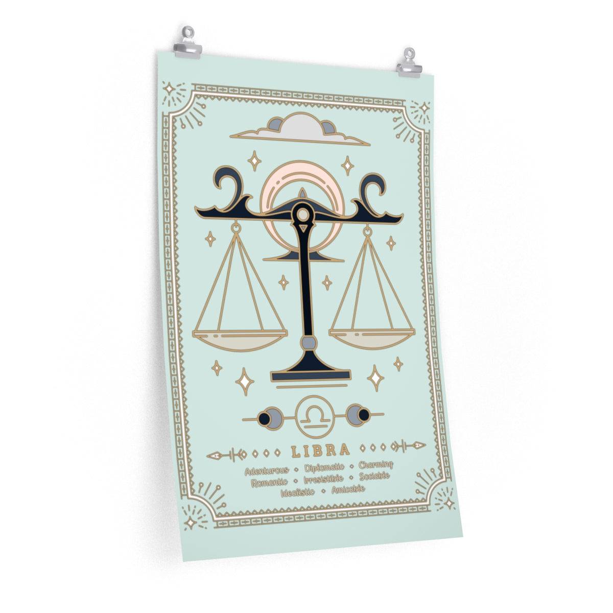Libra Vintage Zodiac Sign Poster Art Print Esdee