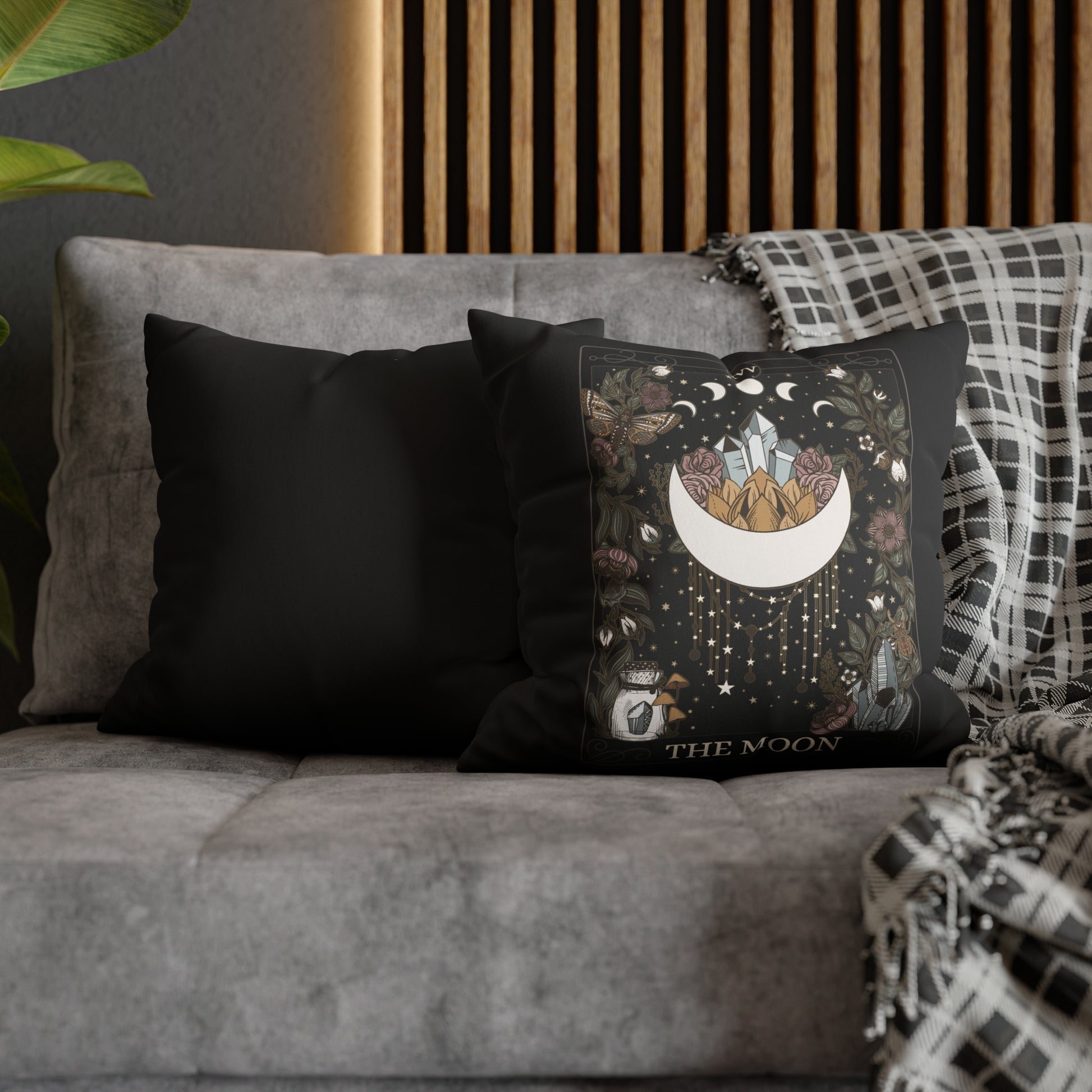 The Moon Tarot Card Faux Suede Square Pillow Case - Esdee