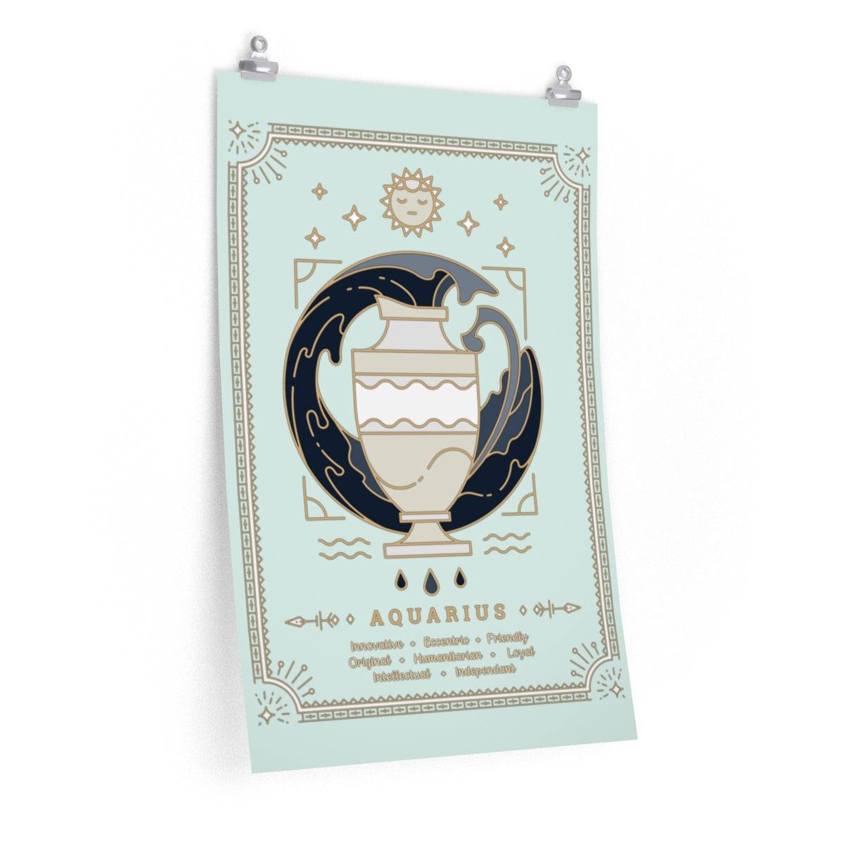 Aquarius Vintage Zodiac Sign Poster Art Print Esdee