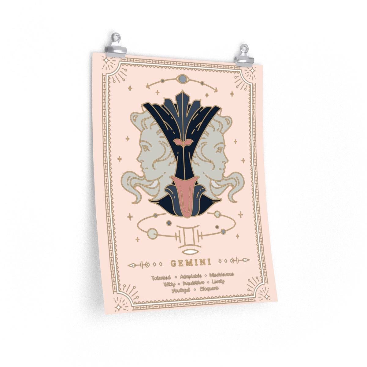 Gemini Vintage Zodiac Sign Poster Art Print Esdee