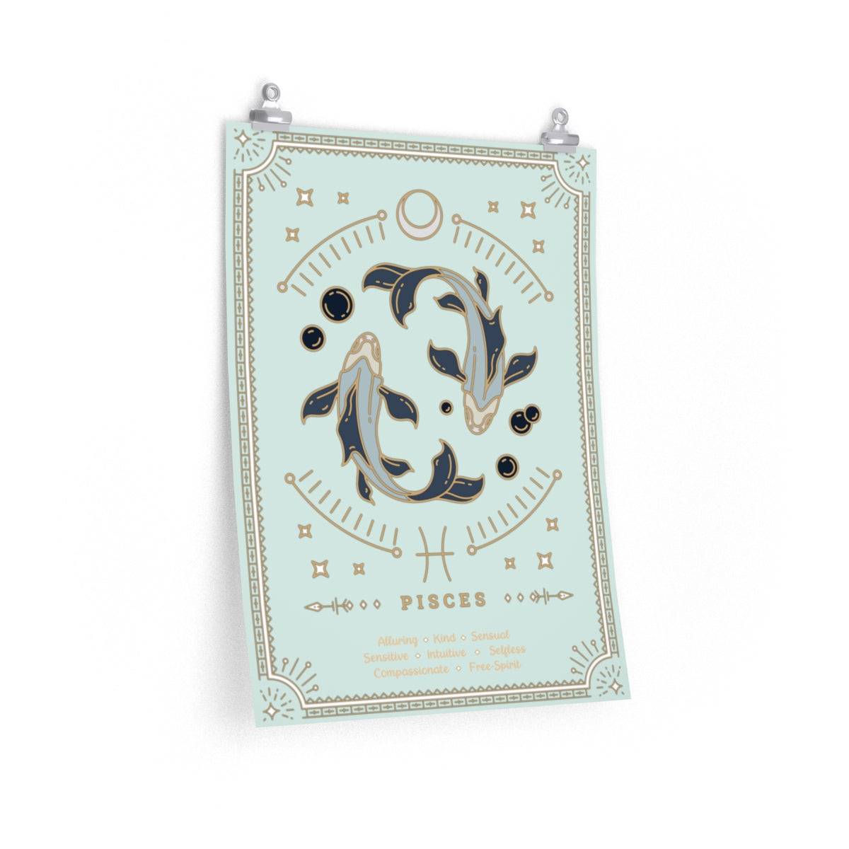 Pisces Vintage Zodiac Sign Poster Art Print Esdee