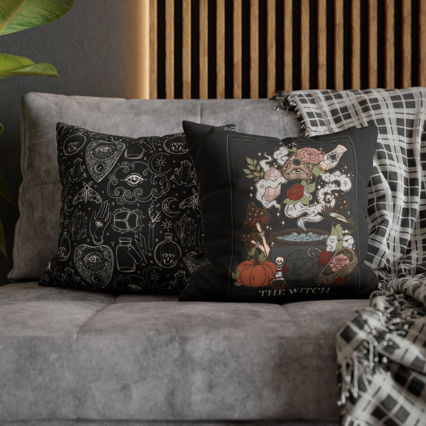 The Witch Tarot Card Faux Suede Square Pillow Case - Esdee