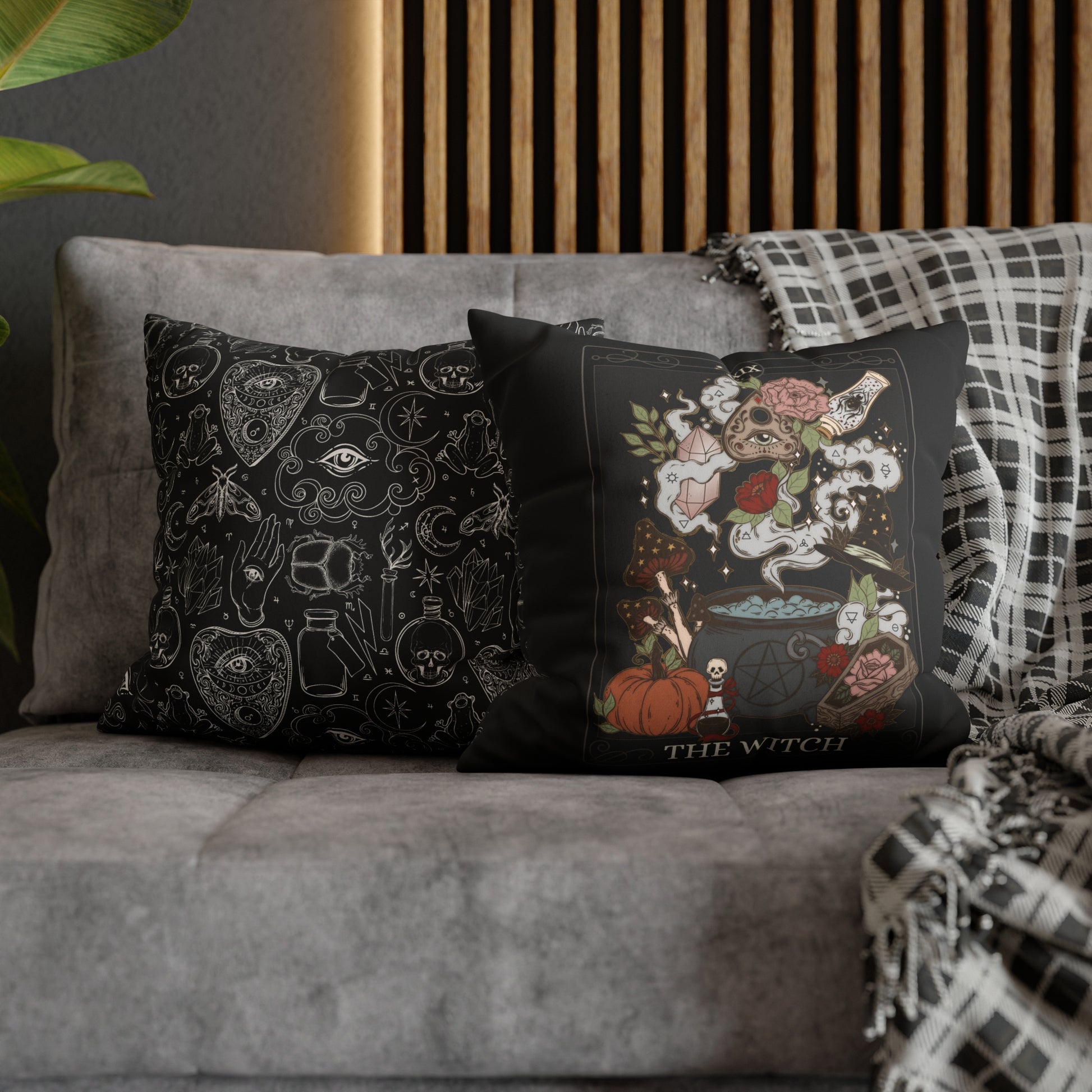 The Witch Tarot Card Faux Suede Square Pillow Case - Esdee