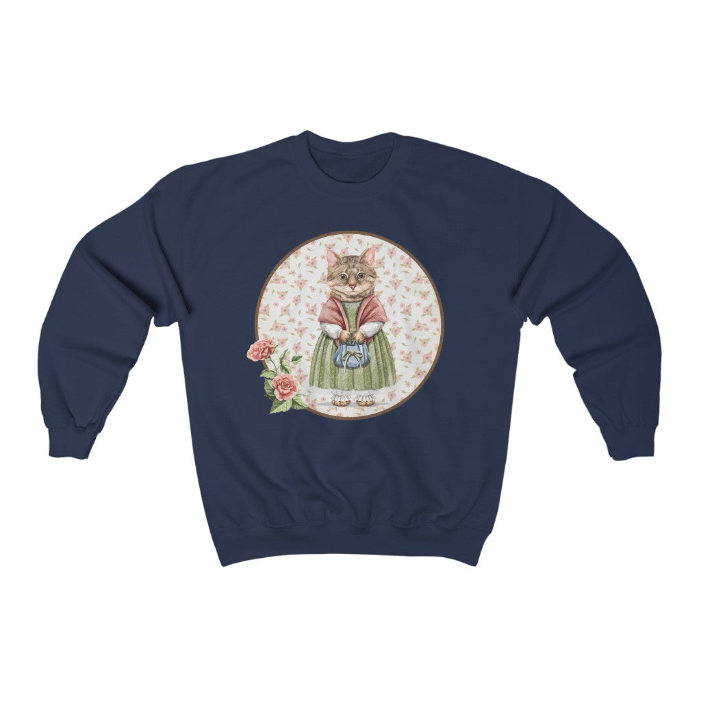 Vintage Cottagecore Cat Crewneck Sweatshirt - Esdee