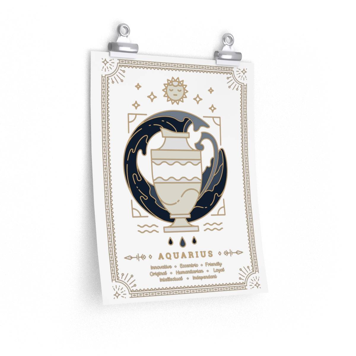 Aquarius Vintage Zodiac Sign Poster Art Print Esdee