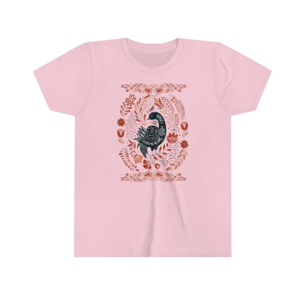 Folk Art Bird Youth Short Sleeve Tee - Esdee