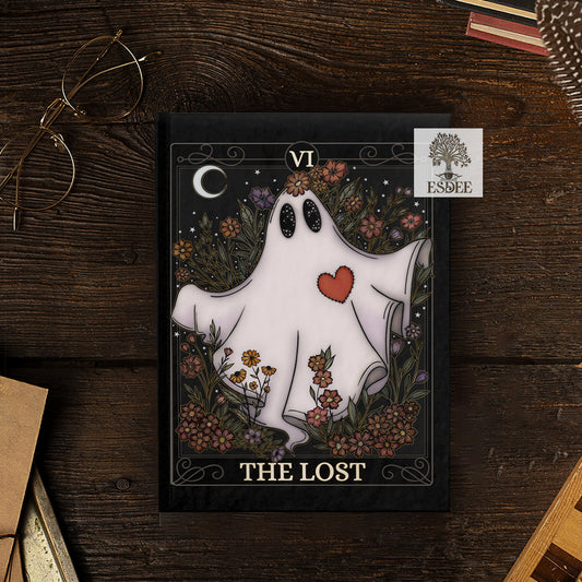 The Lost Custom Tarot Card Hardcover Notebook. Floral Ghost Grimoire - Esdee