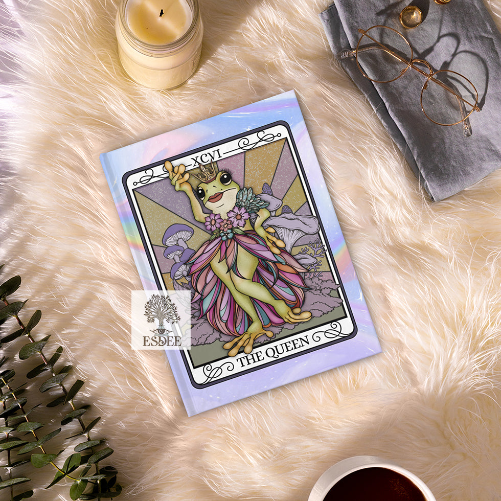 The Queen Custom Tarot Card Hardcover Notebook. Drag Queen Frog Grimoire - Esdee