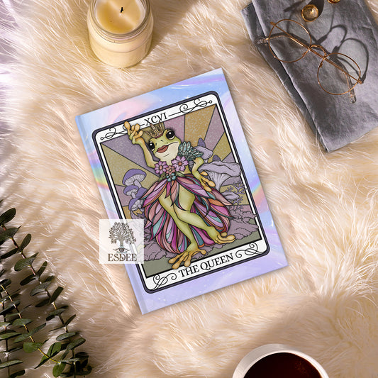 The Queen Custom Tarot Card Hardcover Notebook. Drag Queen Frog Grimoire - Esdee