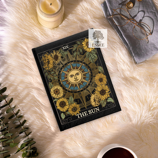 The Sun Custom Tarot Card Hardcover Notebook. Celestial Sunflower Grimoire - Esdee