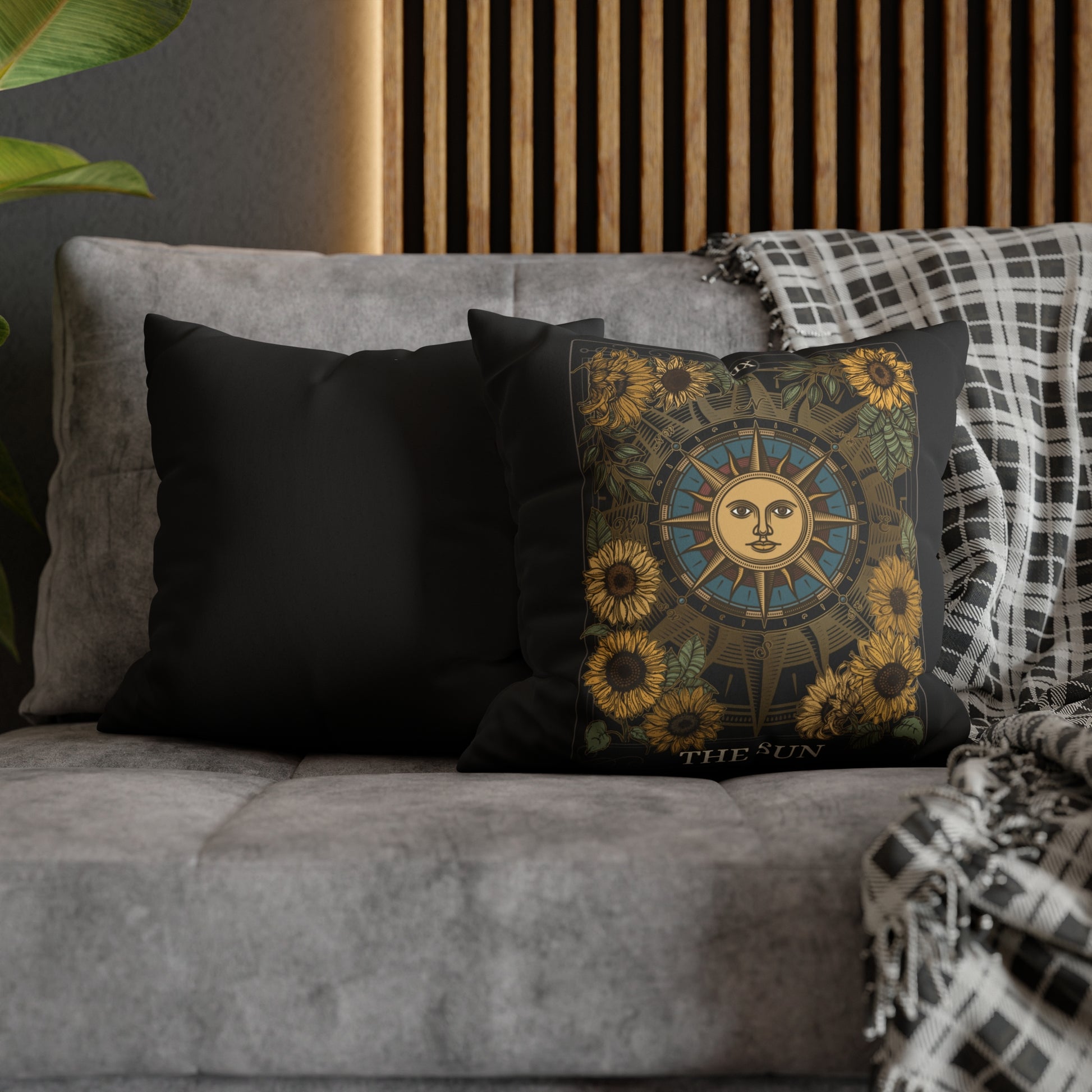 The Sun Tarot Card Faux Suede Square Pillow Case - Esdee