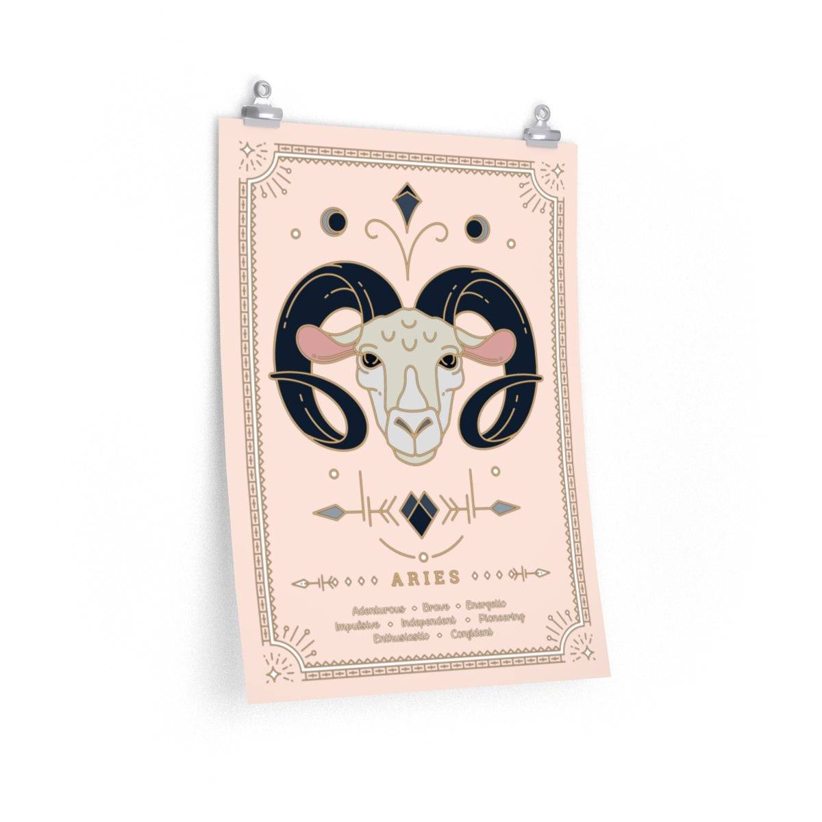 Aries Vintage Zodiac Sign Poster Art Print Esdee