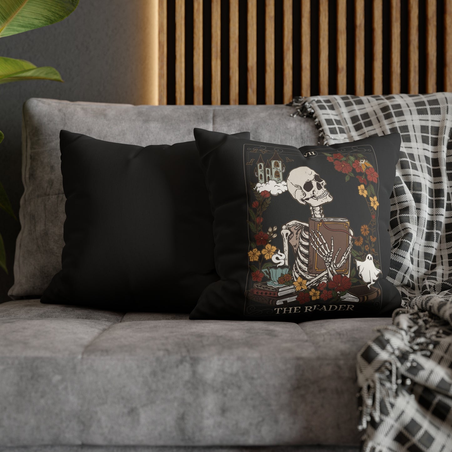 The Reader Tarot Card Faux Suede Square Pillow Case - Esdee