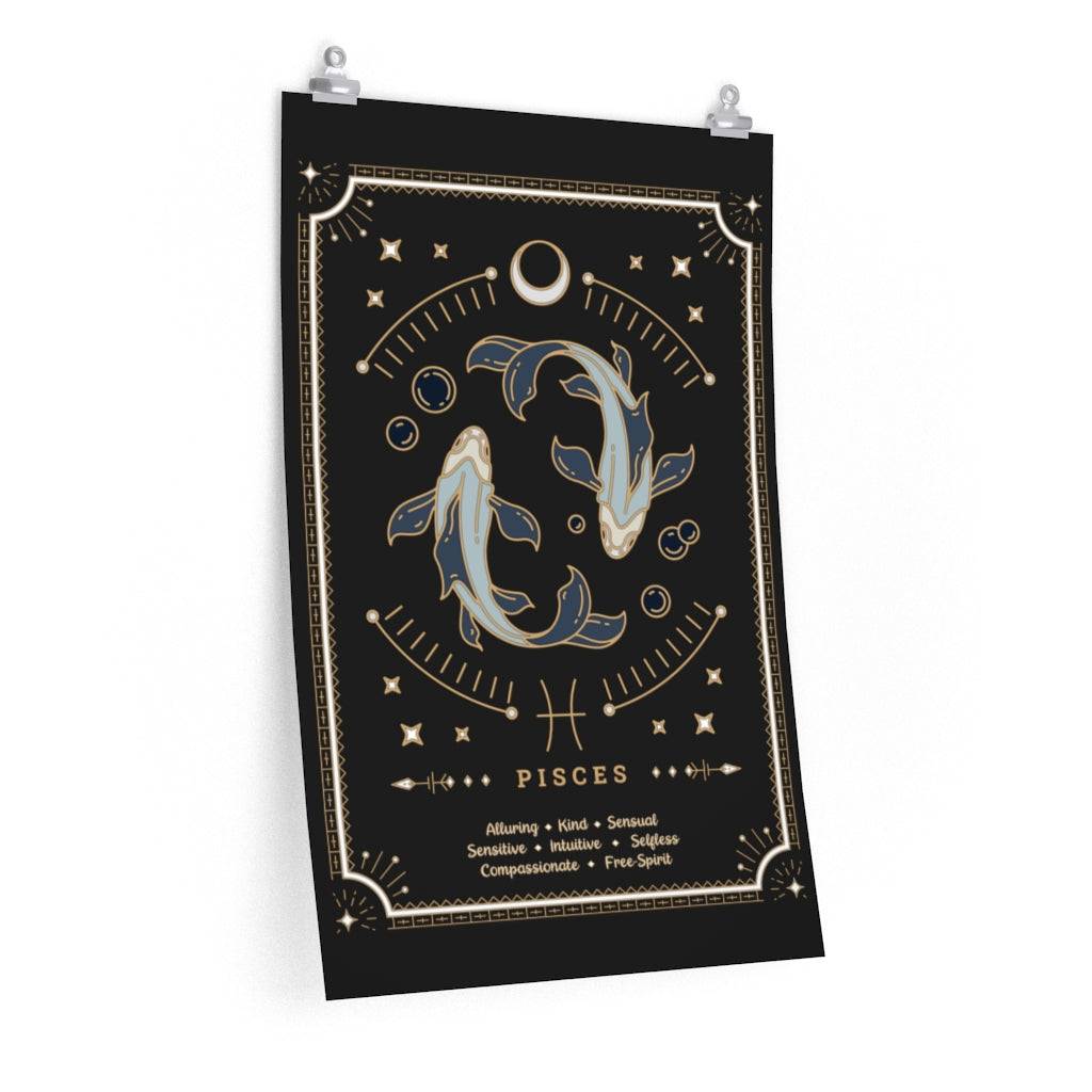 Pisces Vintage Zodiac Sign Poster Art Print Esdee