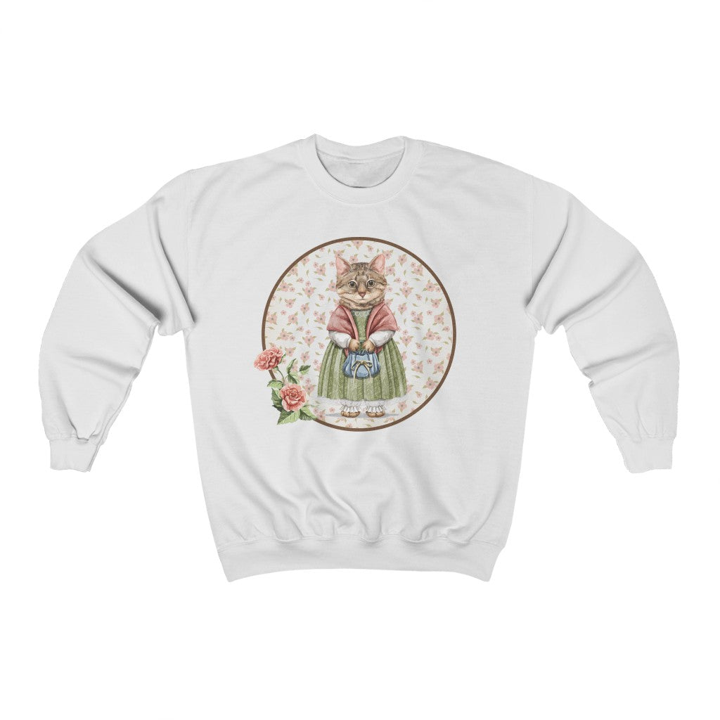 Vintage Cottagecore Cat Crewneck Sweatshirt - Esdee