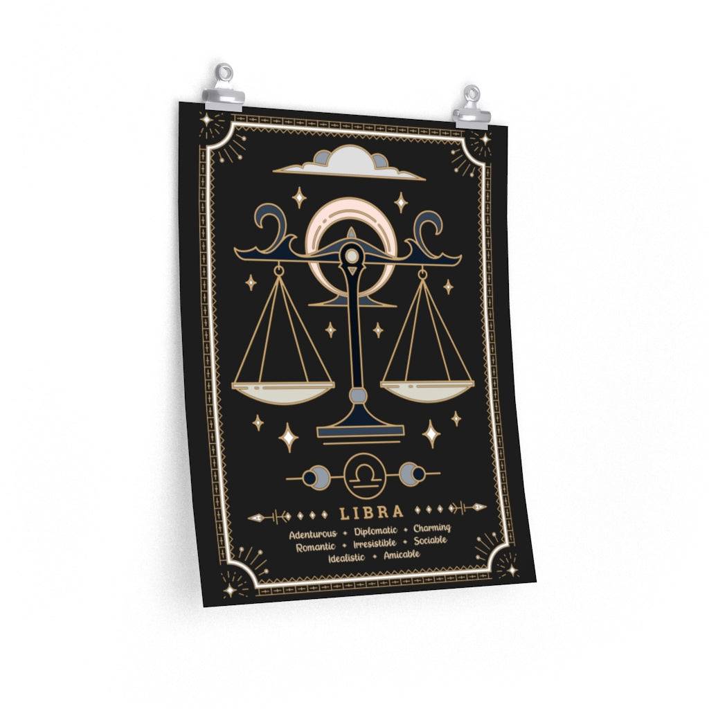 Libra Vintage Zodiac Sign Poster Art Print Esdee