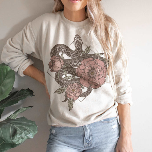 Floral Snake Crewneck Sweatshirt - Esdee