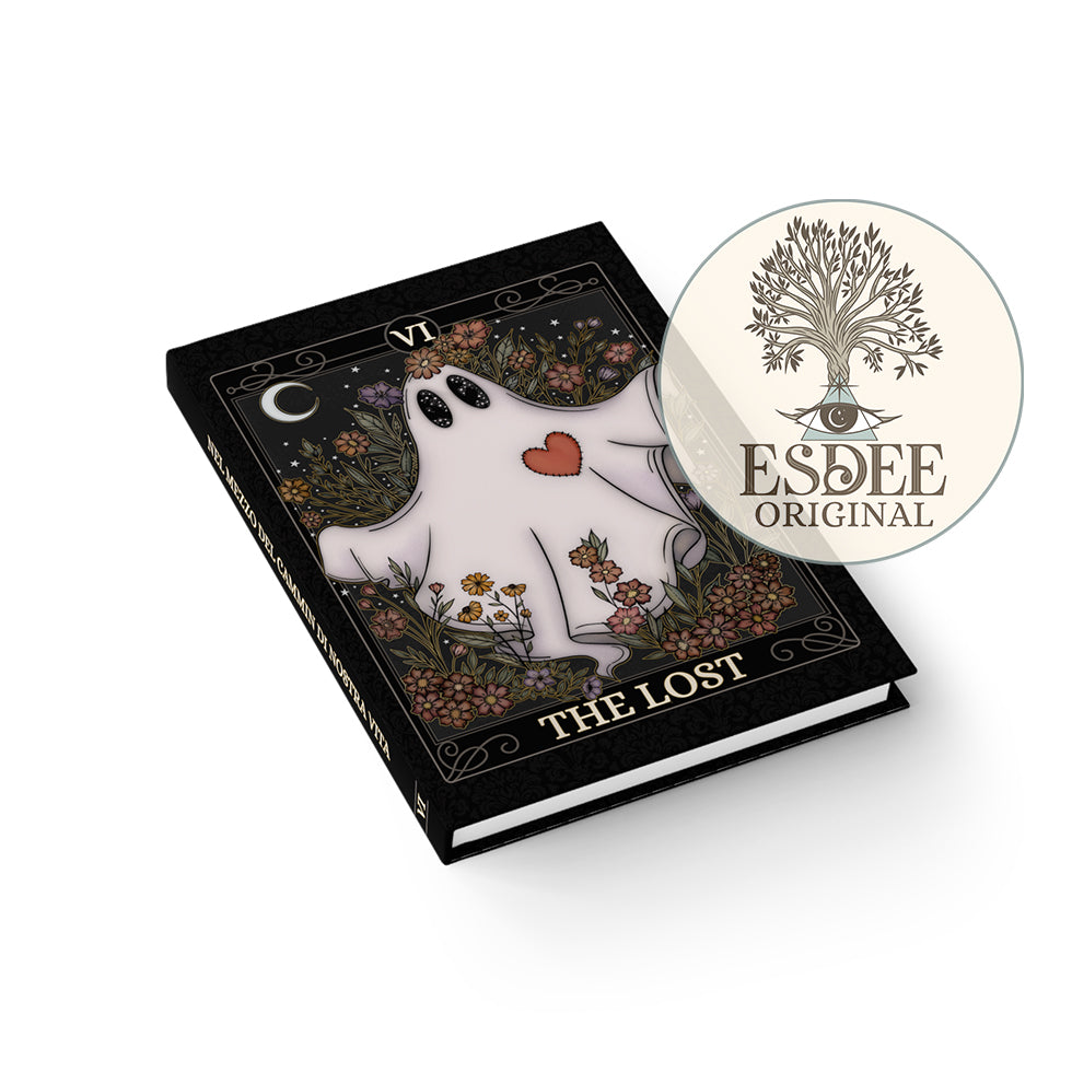 The Lost Custom Tarot Card Hardcover Notebook. Floral Ghost Grimoire - Esdee