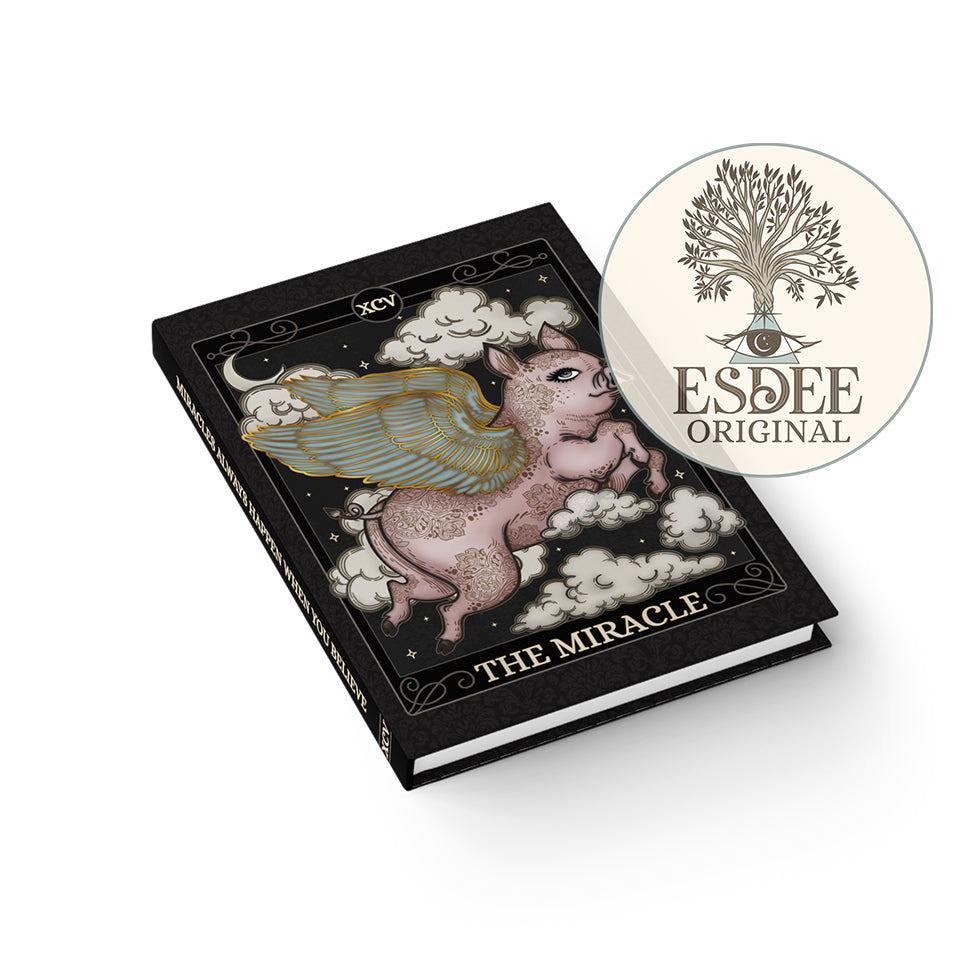 The Miracle Custom Tarot Card Hardcover Notebook. Flying Pig Grimoire - Esdee