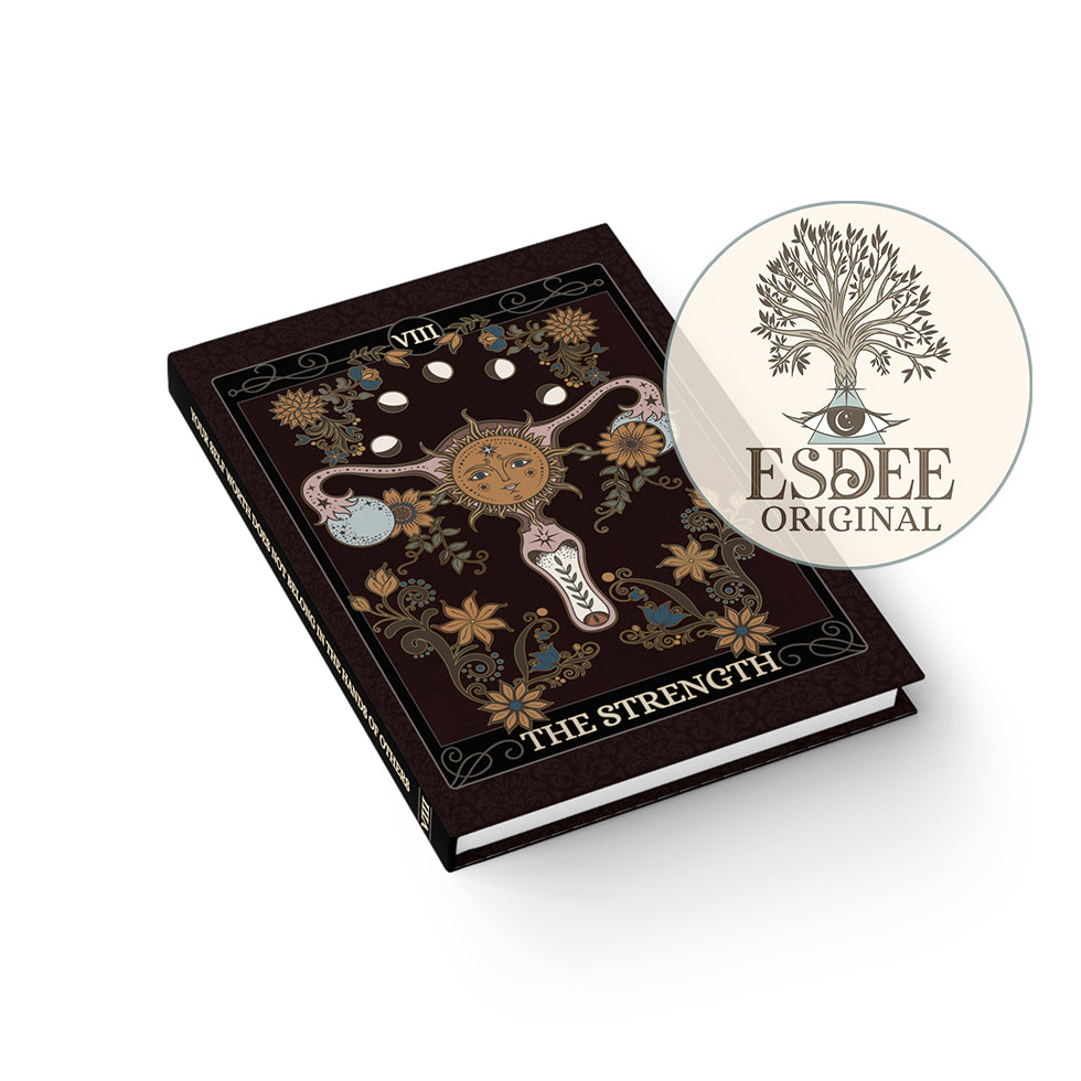 The Strength Custom Tarot Card Hardcover Notebook. Uterus Moon Phase Floral - Esdee