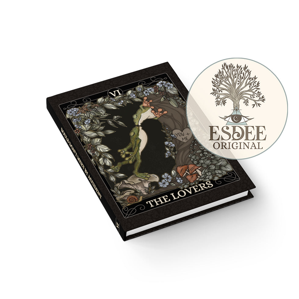 The Lovers Custom Tarot Card Hardcover Notebook. Frog Witchy Grimoire - Esdee