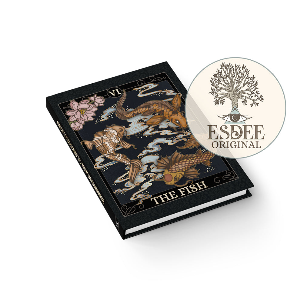 The Fish Custom Tarot Card Hardcover Notebook. Mystical Koi Grimoire - Esdee