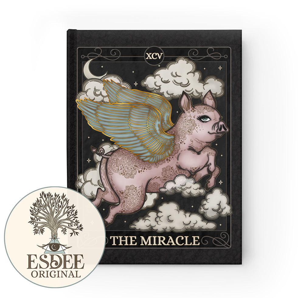 The Miracle Custom Tarot Card Hardcover Notebook. Flying Pig Grimoire - Esdee