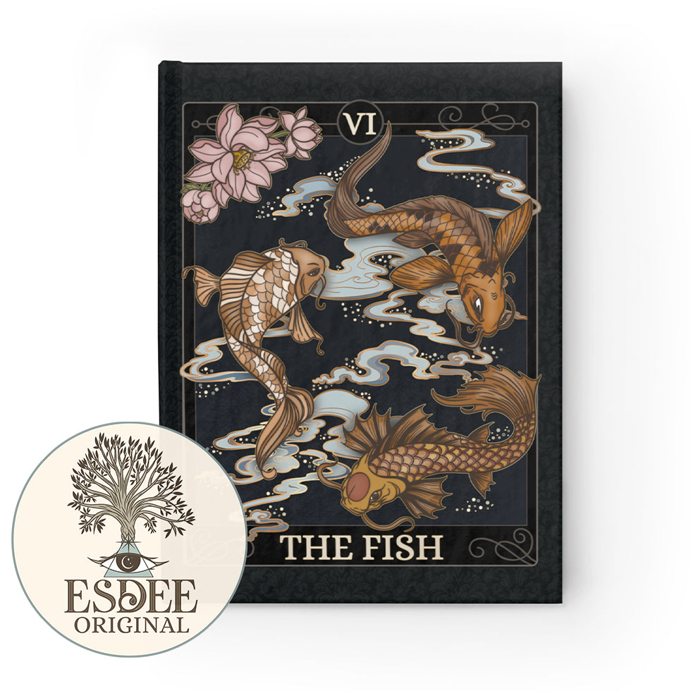 The Fish Custom Tarot Card Hardcover Notebook. Mystical Koi Grimoire - Esdee
