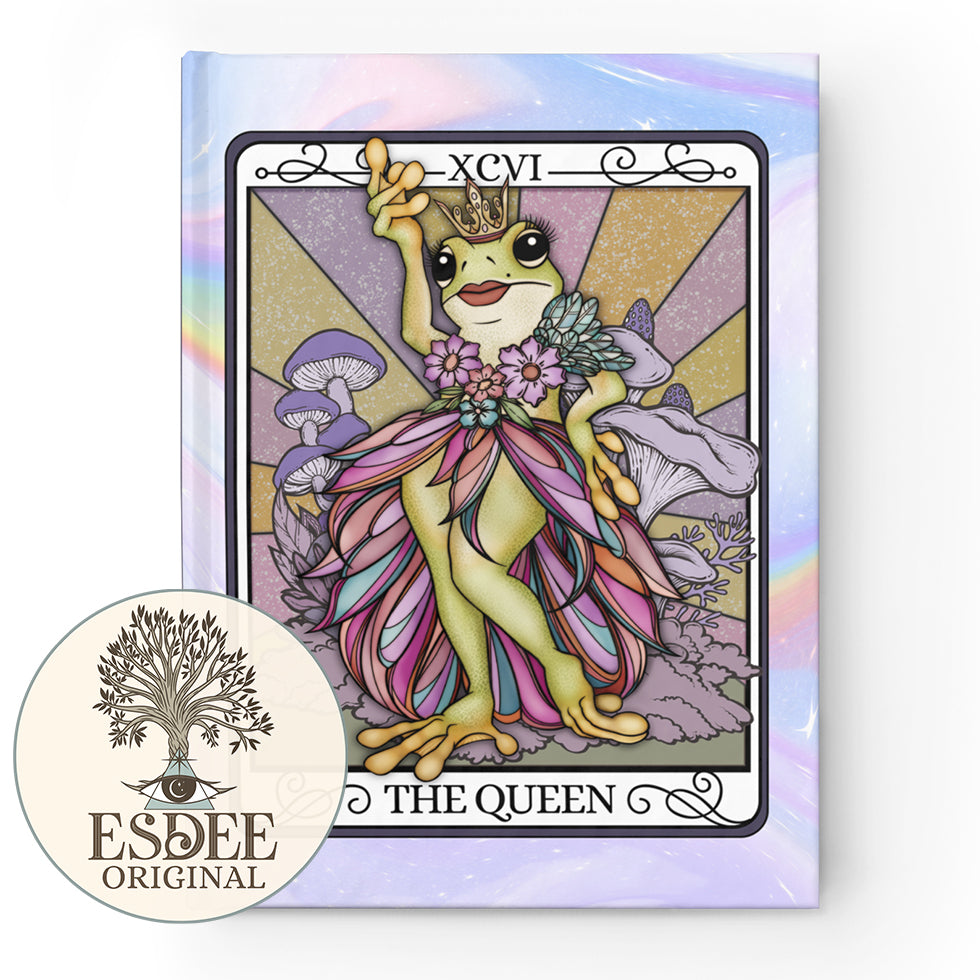 The Queen Custom Tarot Card Hardcover Notebook. Drag Queen Frog Grimoire - Esdee
