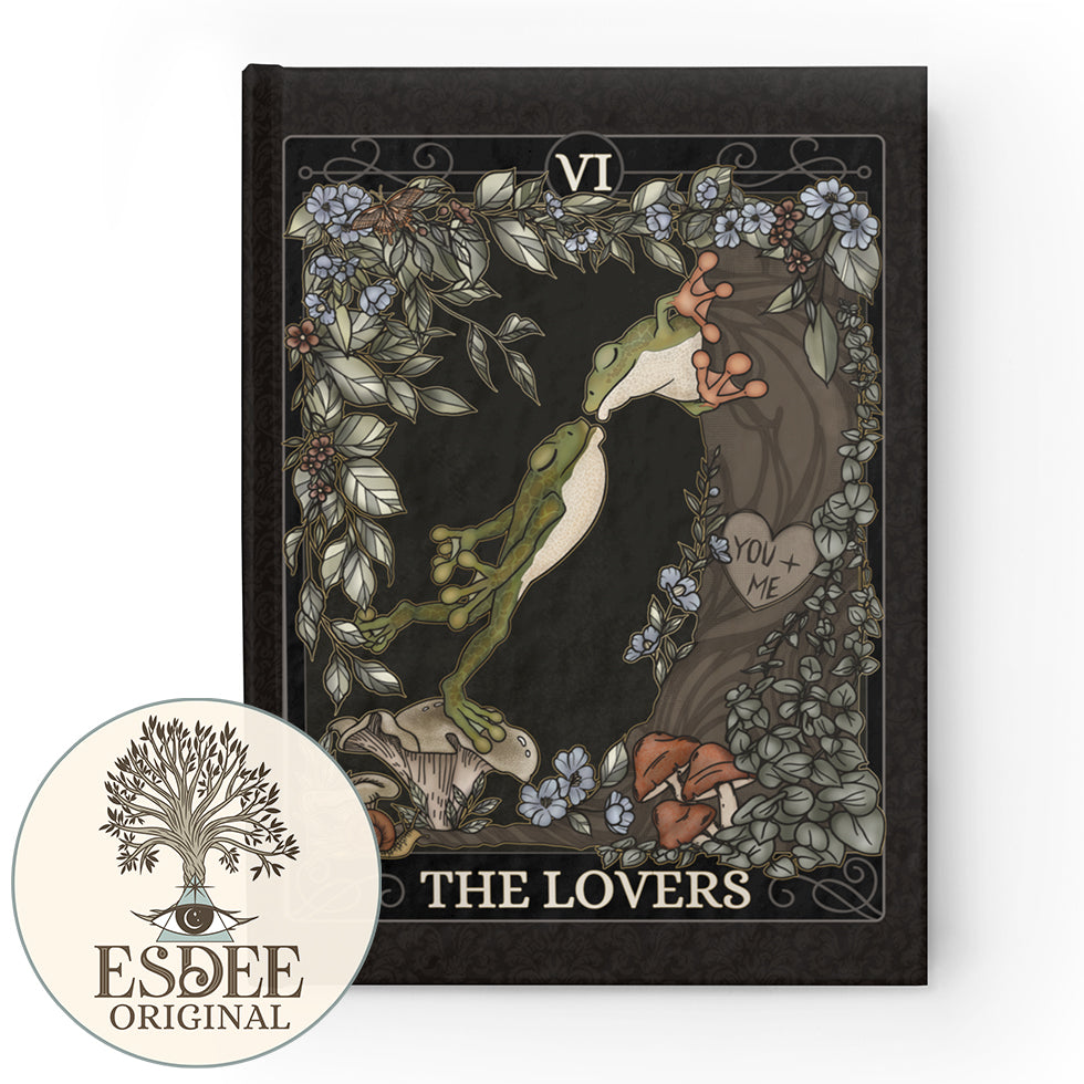 The Lovers Custom Tarot Card Hardcover Notebook. Frog Witchy Grimoire - Esdee