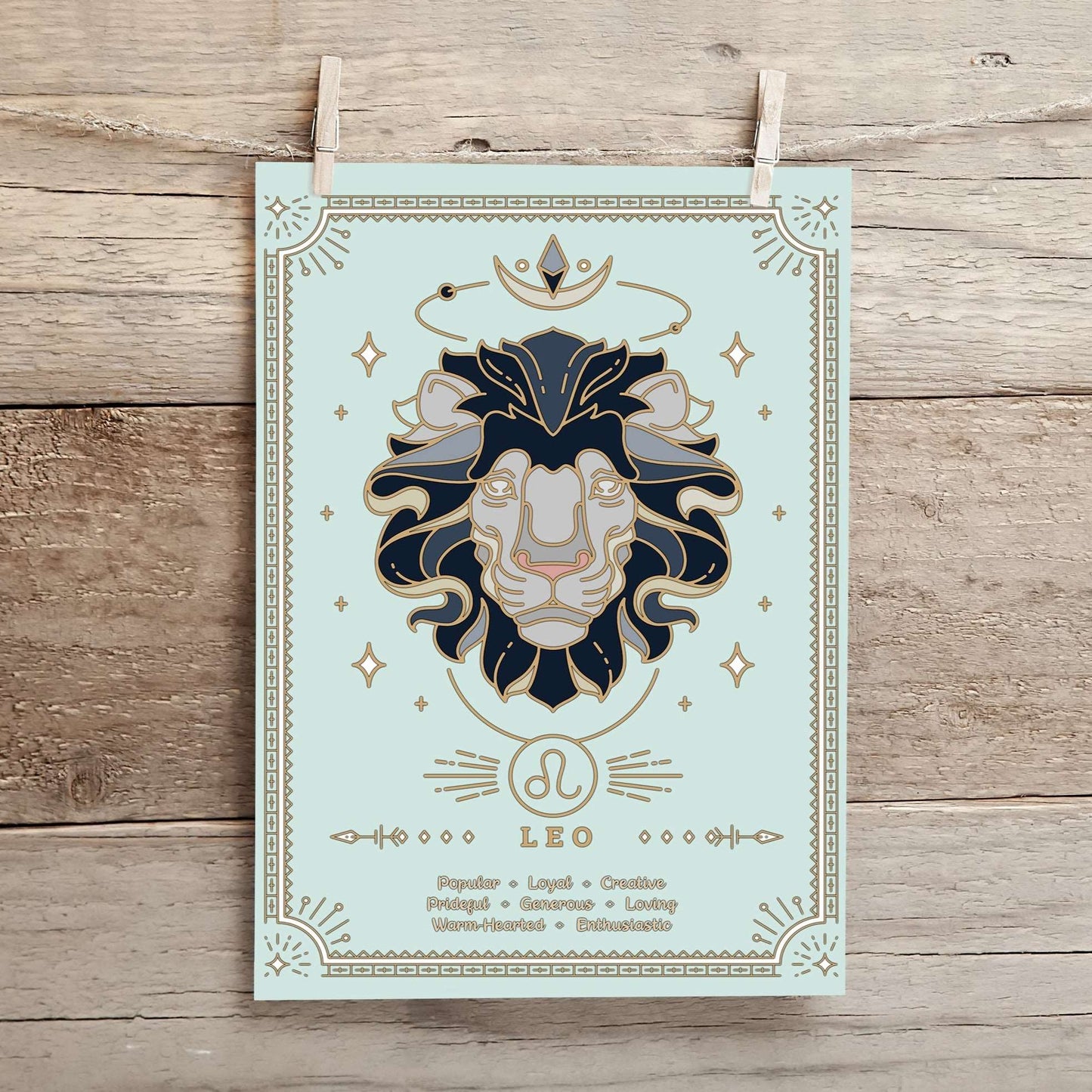 Leo Vintage Zodiac Sign Poster Art Print Esdee