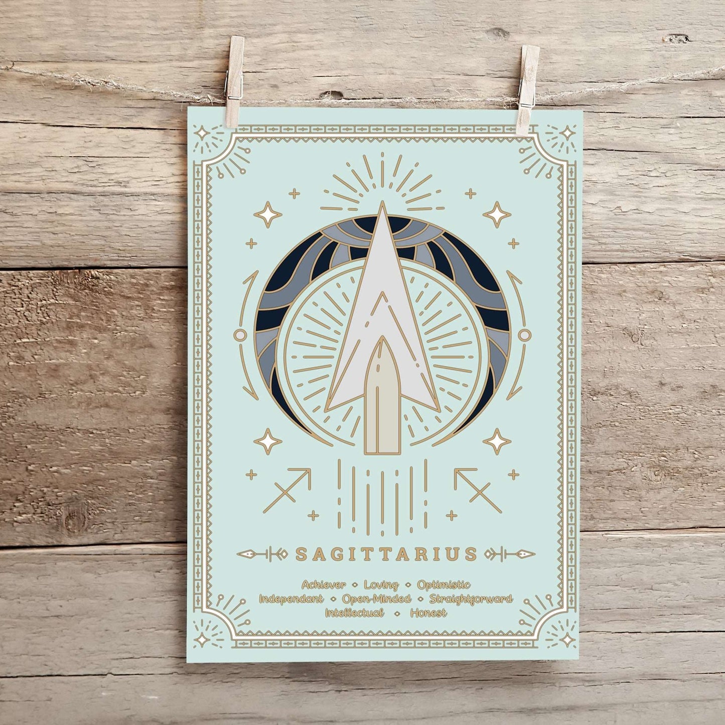 Sagittarius Vintage Zodiac Sign Poster Art Print Esdee